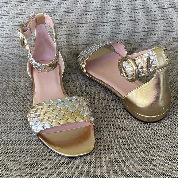 J. Crew Shoes - J Crew Ankle Strap Flat Sandal In Silver Gold Size 9